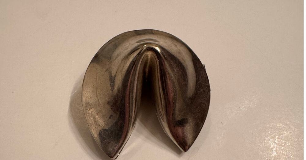 Vtg Silver Plated Fortune Cookie Trinket Box 2"